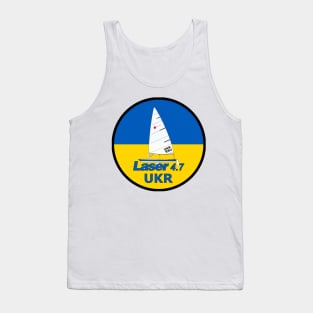 Laser sailboat on flag Ukraine Tank Top